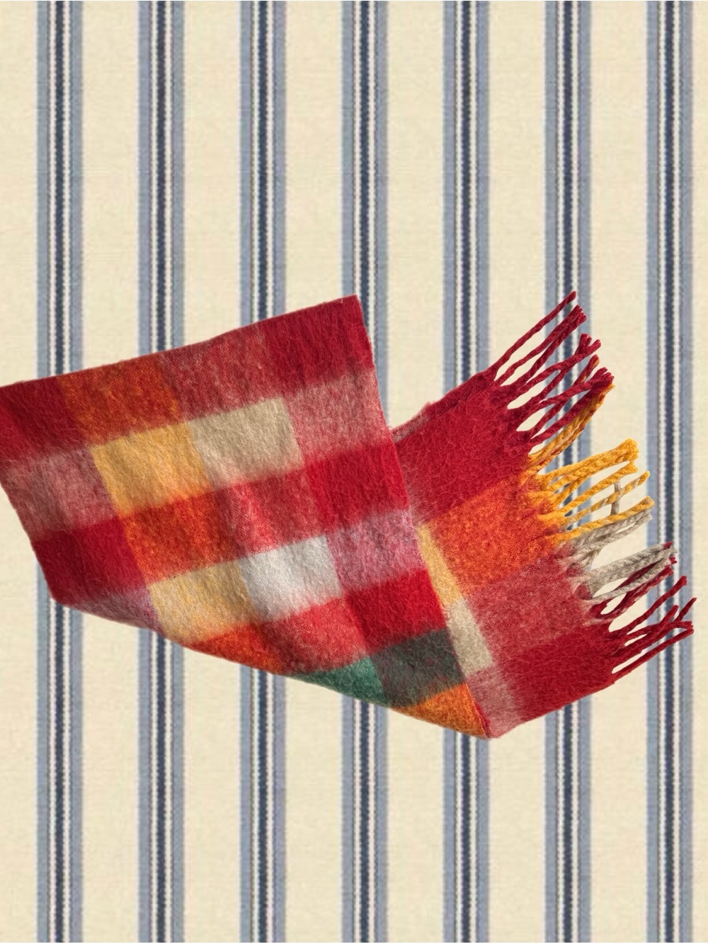 Urban Outfitters Multicolored Checkered Scarf with Tassels